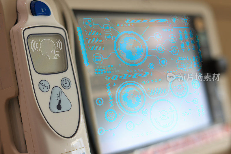 医疗保健生命监护机监测病人的健康和生命体征。医院医用生命体征监测仪。