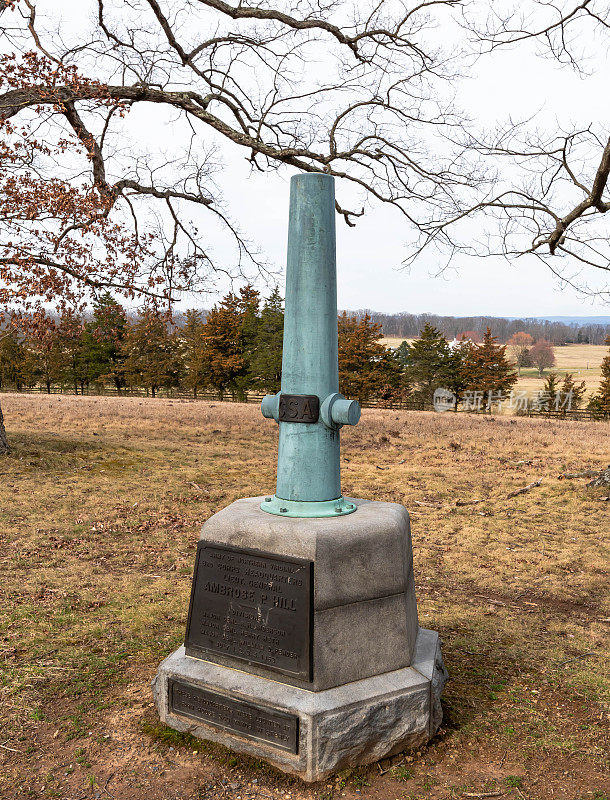 在葛底斯堡国家军事公园，安布罗斯·p·希尔中将的第三军团总部纪念碑