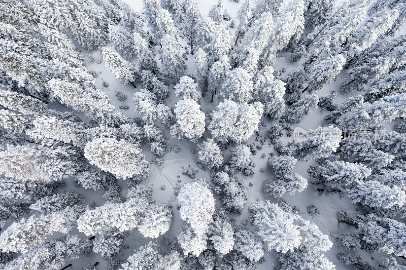 无人机拍摄的雪山鸟瞰图