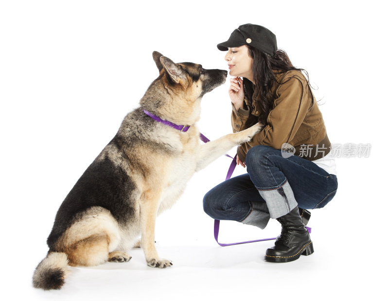 主人和一只德国牧羊犬