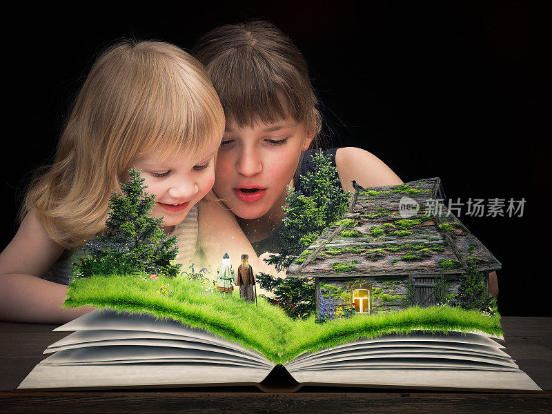 孩子们喜欢看童话故事