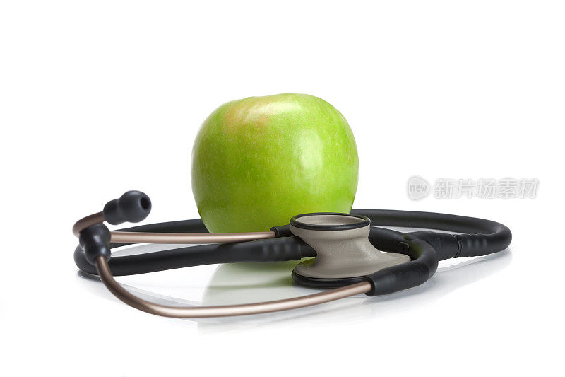 带听诊器的对心脏有益的苹果
