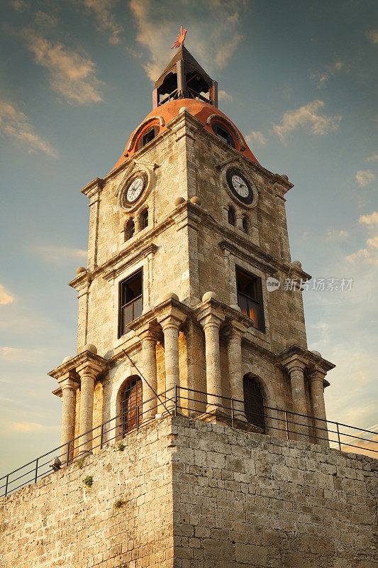 希腊罗兹镇的罗洛伊钟楼
