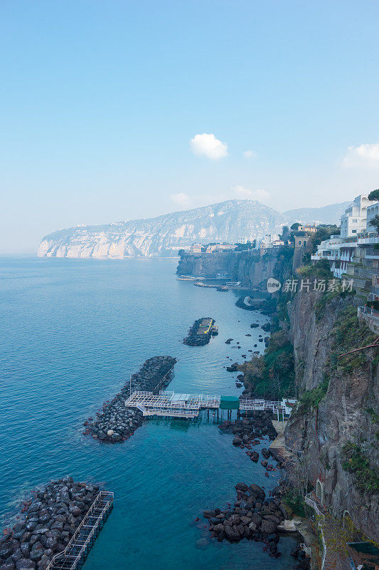 索伦托风景，海洋和海岸线