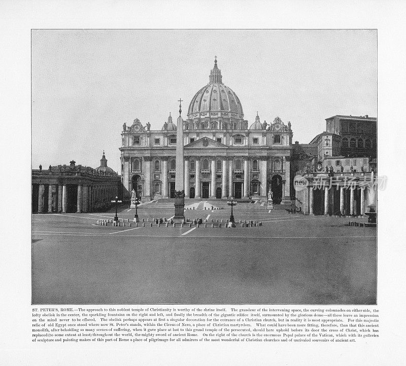 古代意大利摄影:圣彼得大教堂，罗马，意大利，1893