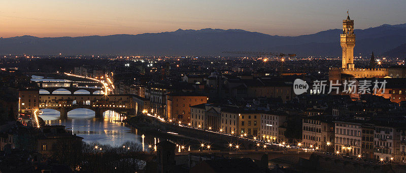 佛罗伦萨夜晚的天际线