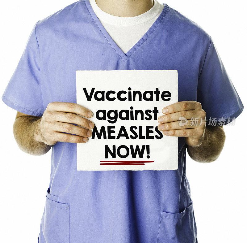 医生有麻疹疫苗接种提醒标志