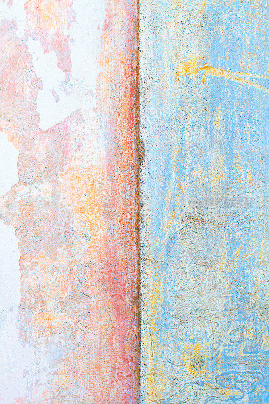 黄蓝粉斑驳的西西里墙壁背景纹理