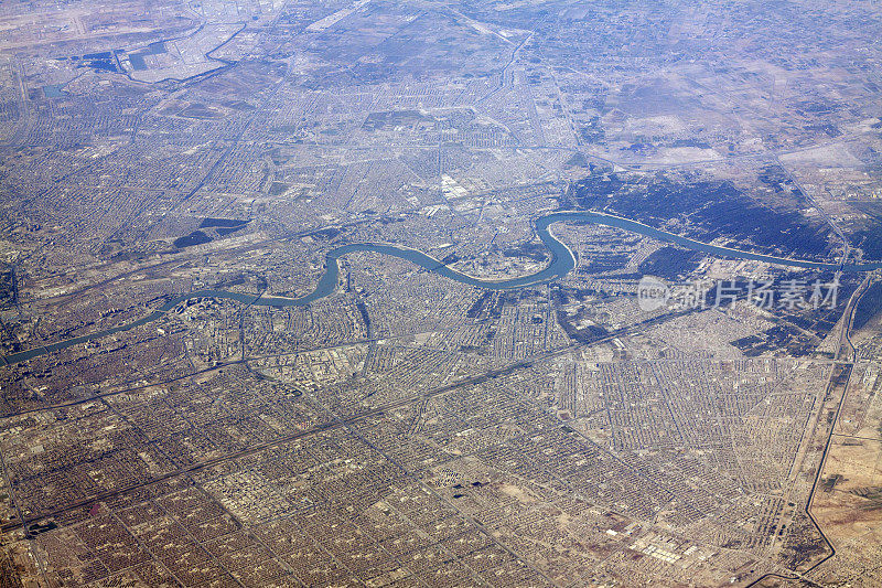 巴格达城市伊拉克-鸟瞰图。