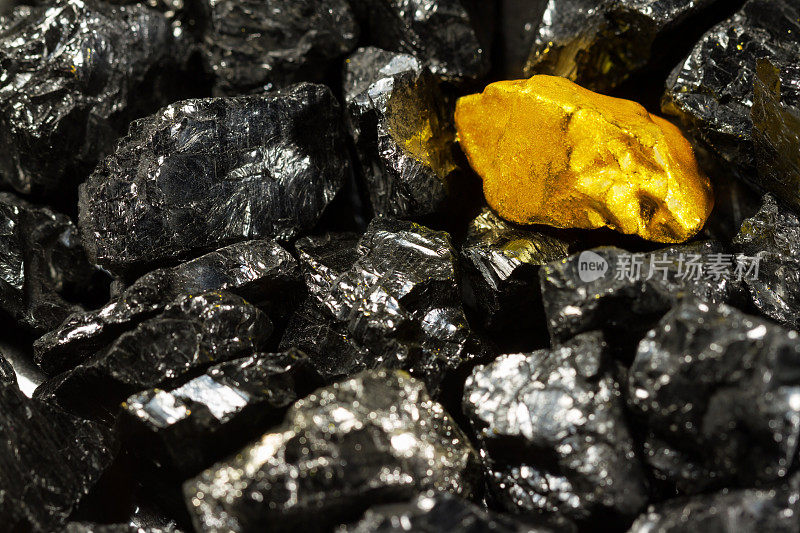原煤上的金块，黑金，天然金