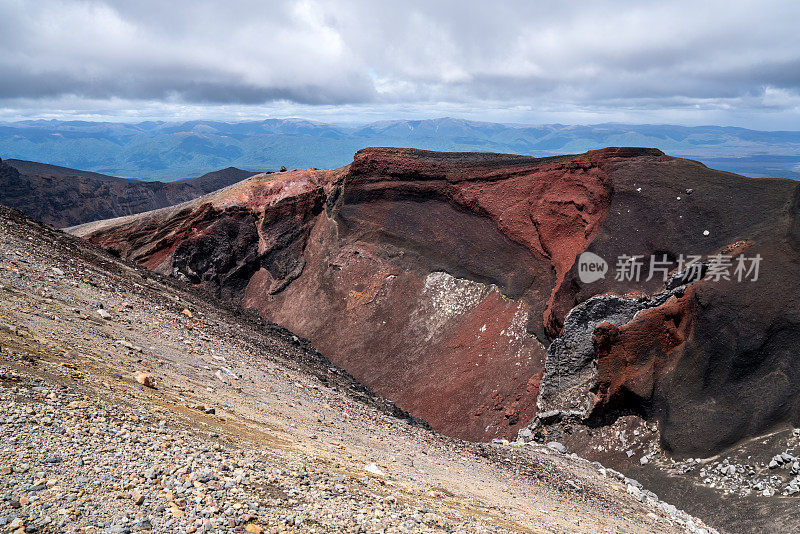 新西兰汤加里罗国家公园的红色火山口