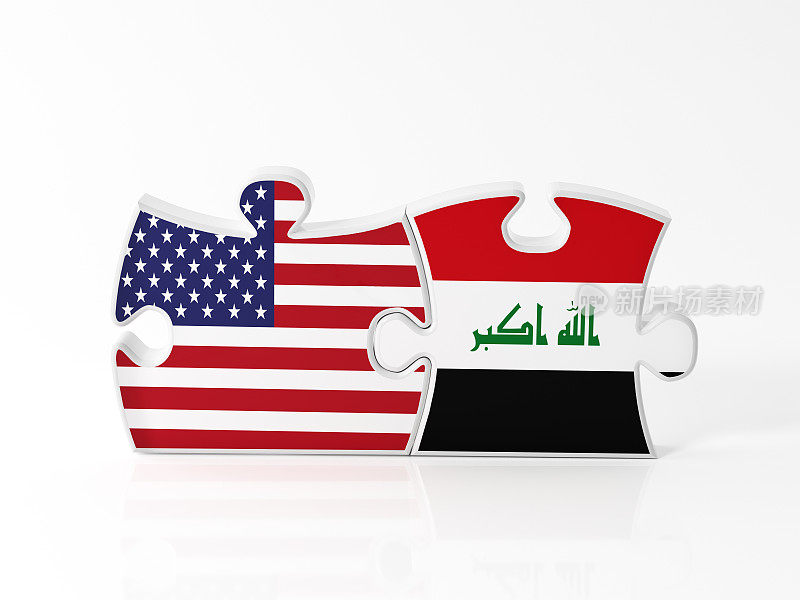 用美国和伊拉克国旗纹理的拼图