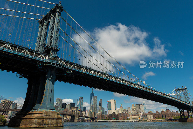 曼哈顿大桥和曼哈顿下城天际线