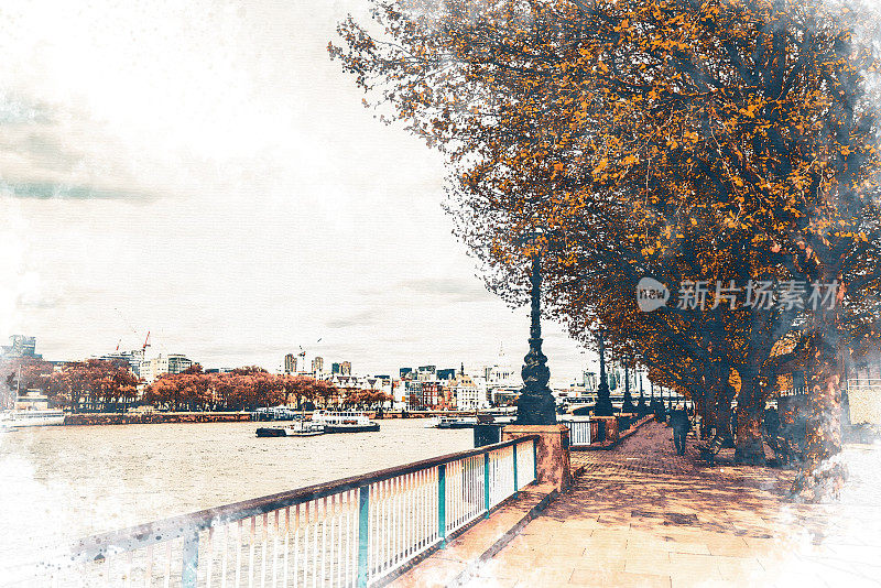 伦敦-水彩画