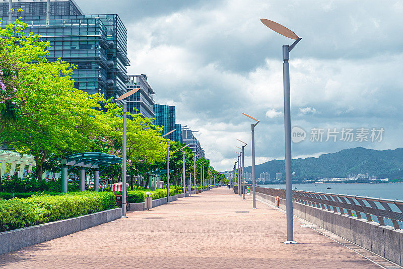 香港城市海滨长廊中的街道