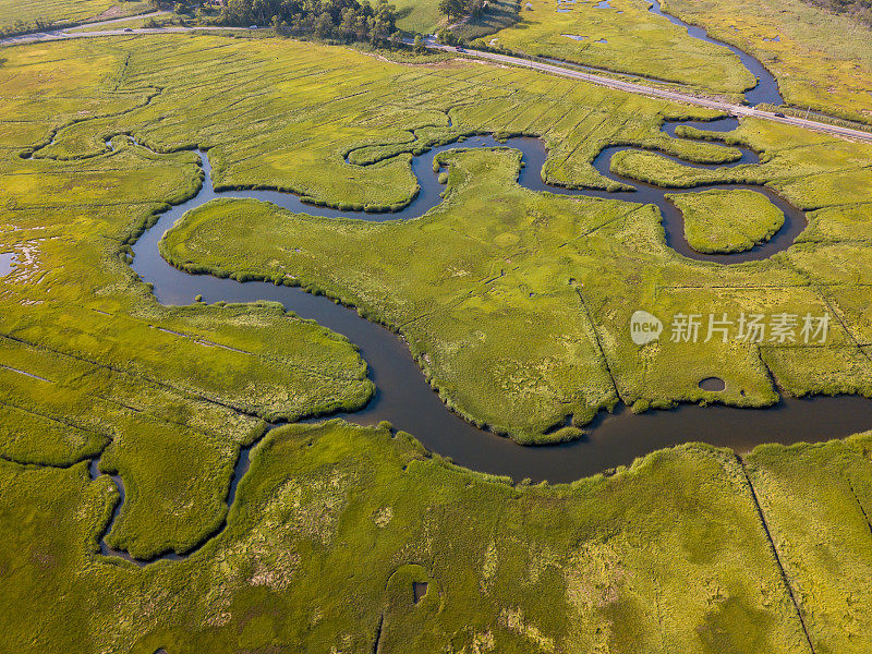 湿地河口航拍照片