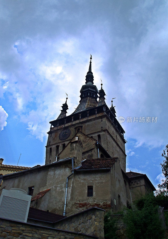 罗马尼亚Sighisoara的Sighisoara钟楼。