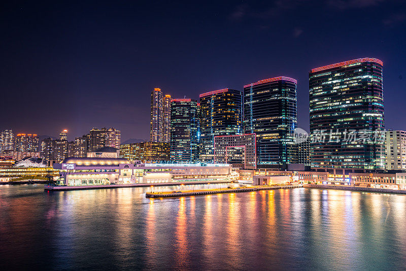 香港城市景观天际线日落黄昏