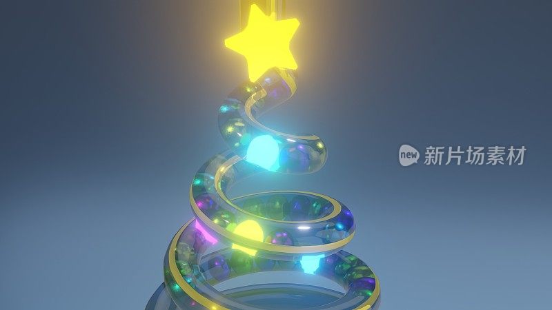 圣诞树，星星和灯球