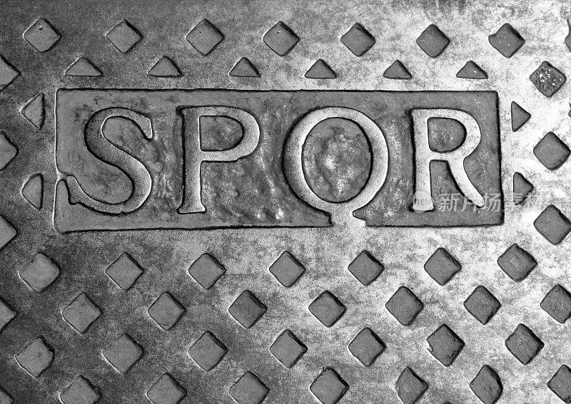 SPQR的拉丁文意思是元老院和罗马人民在一个井盖上