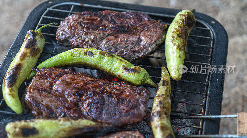 烤肉，牛排，青椒