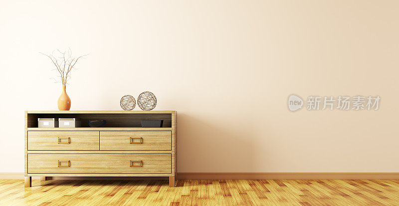 室内木制梳妆台3d渲染