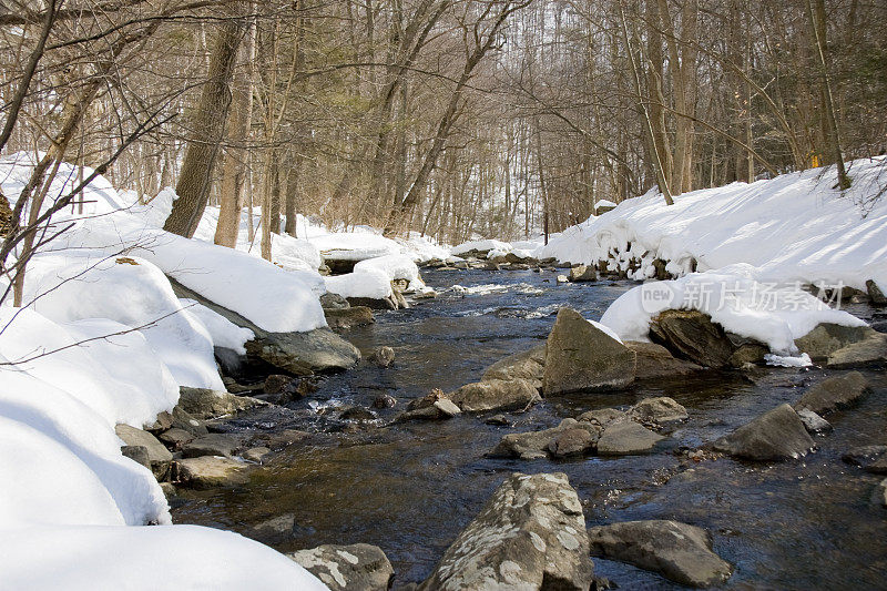 被雪覆盖的Catoctin溪