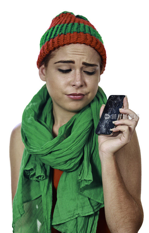 圣诞节的时候，一个年轻女人的智能手机坏了