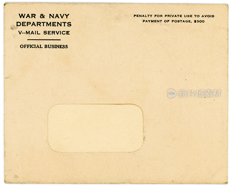 复古的二战美国V-Mail(胜利邮件)信封