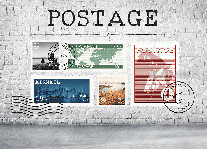 邮资信件包裹邮票邮件图形概念
