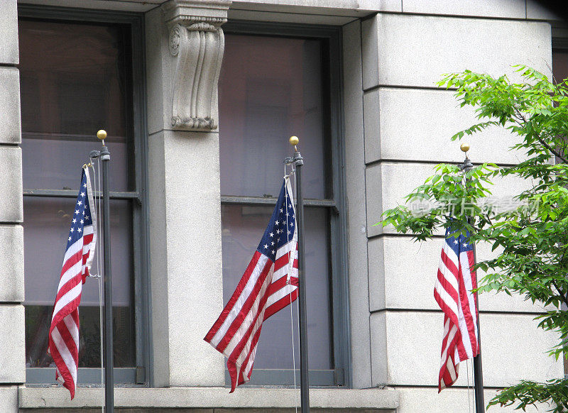 政府大楼，美国国旗，市政厅