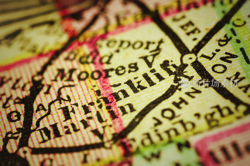 印第安纳州富兰克林的古董地图