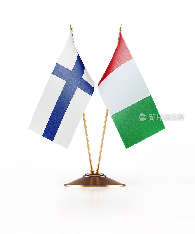 芬兰和意大利的微型国旗