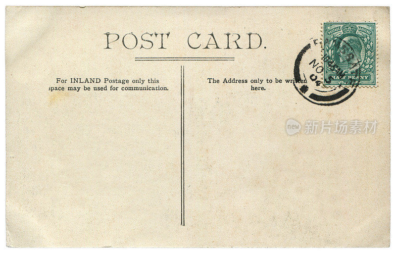 20世纪早期的老式空白英国明信片背景