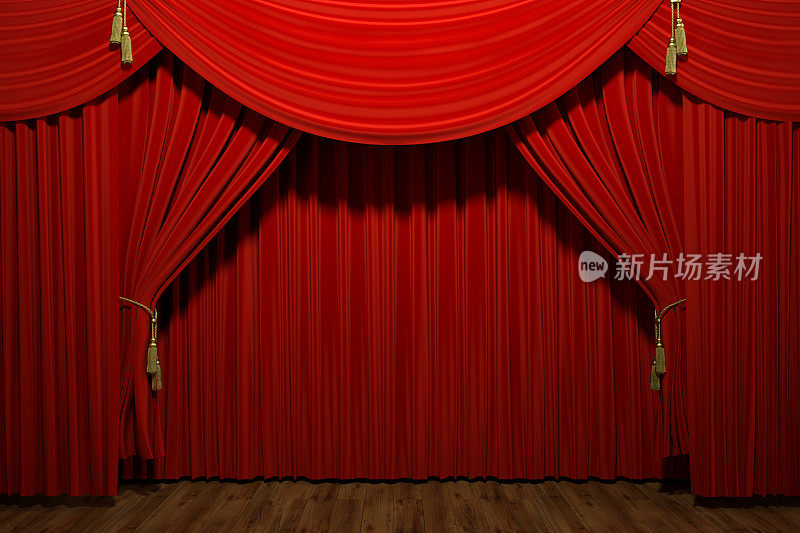 红色舞台剧院天鹅绒窗帘