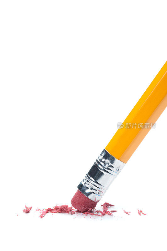 铅笔在白色的表面上擦