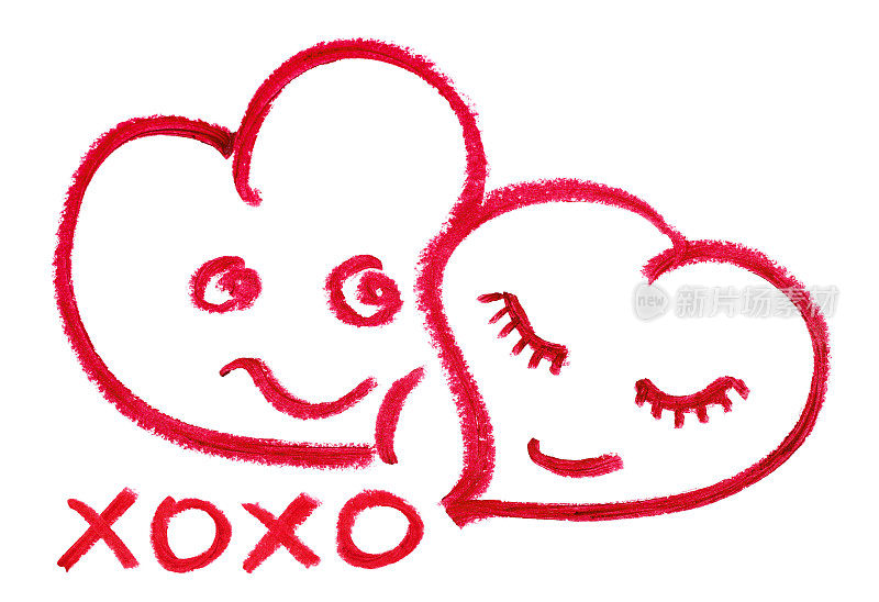口红心形和XOXO消息白色