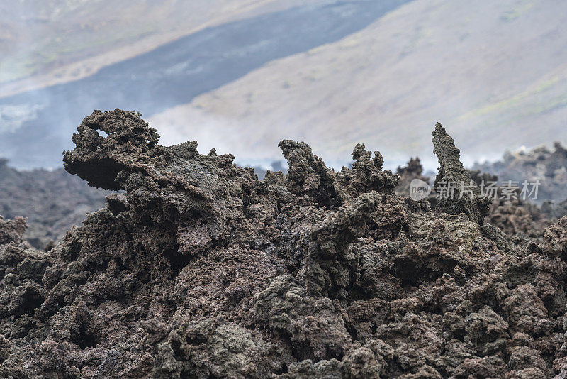 来自Fagradalsfjall火山的黑色岩浆