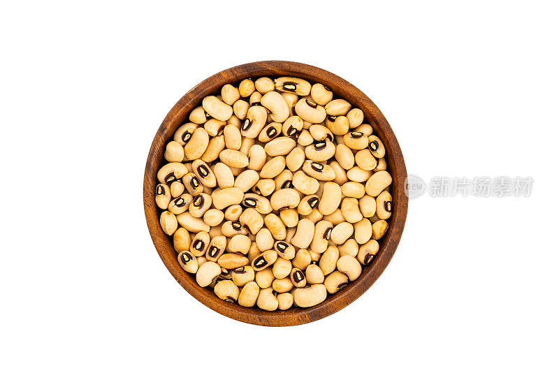 木碗中竖直或平放新鲜生白豆。