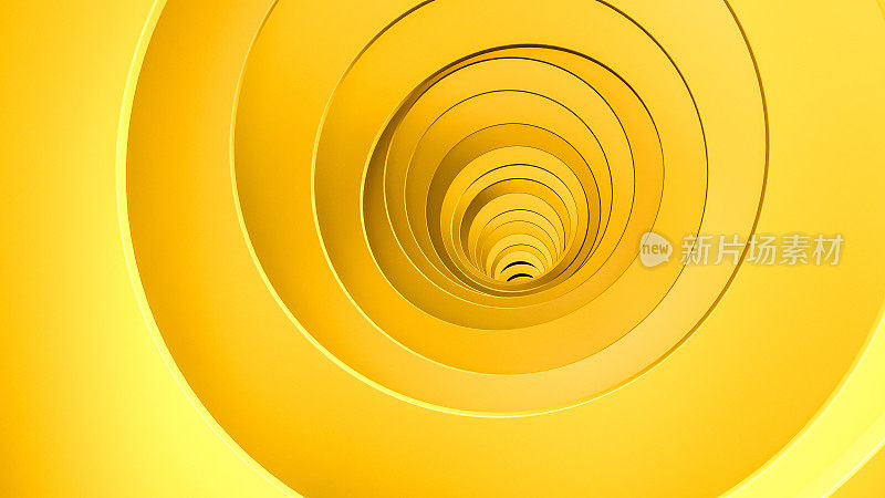 催眠背景和壁纸的黄色同心圆的3D渲染