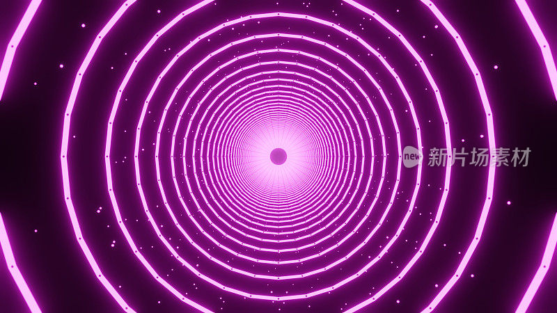 霓虹灯隧道以动态的圆圈和粒子呈现出活泼的色彩