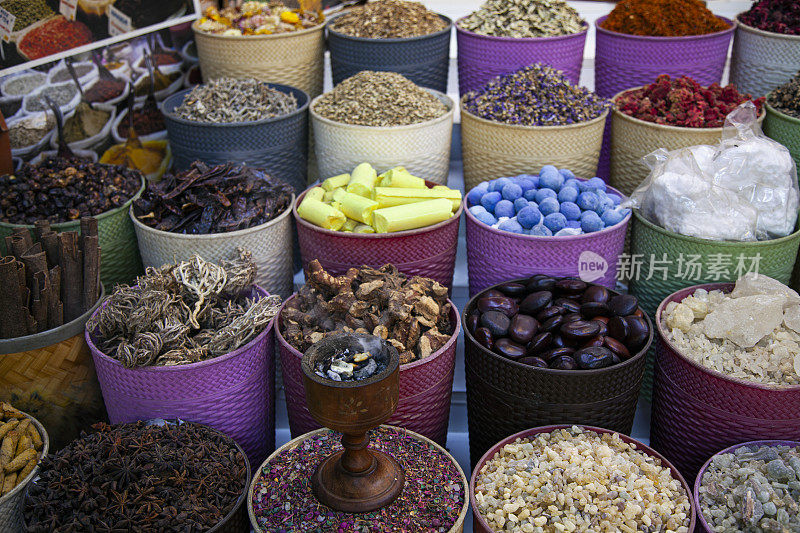 阿联酋迪拜露天市场的传统香料市场