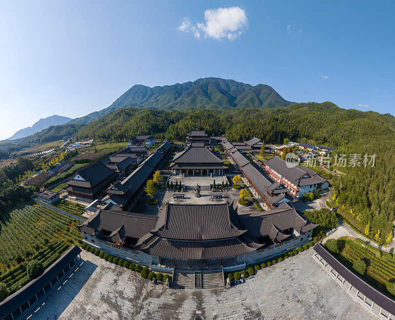 中国江西寺庙和古建筑的航空摄影