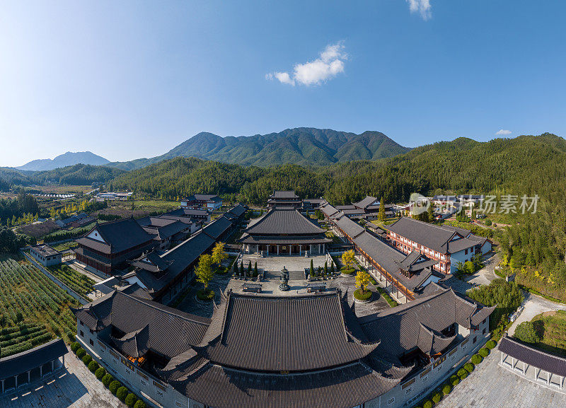 中国江西寺庙和古建筑的航空摄影