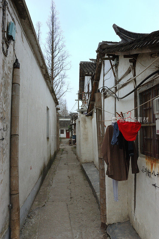 上海老城区的传统中式胡同。中国