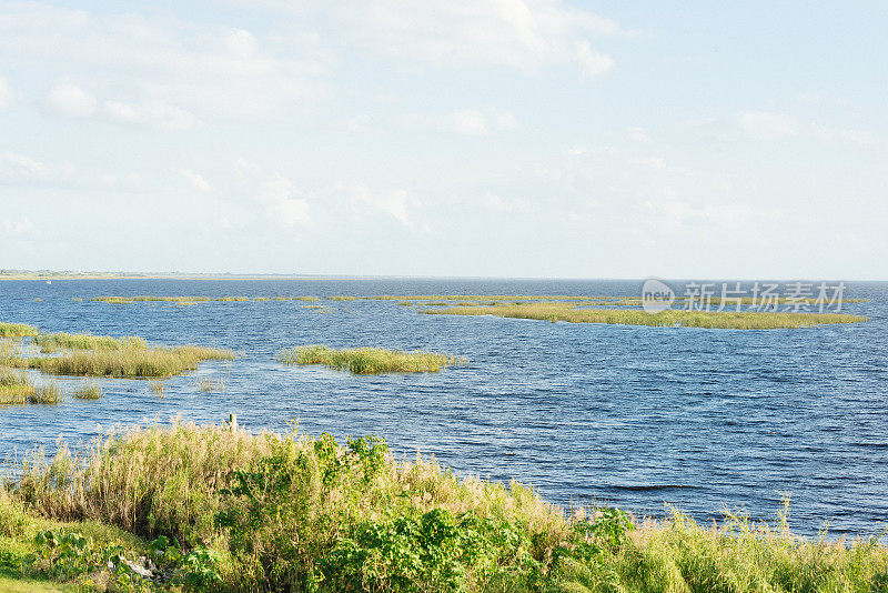 风景秀丽的湖奥基乔比淡水佛罗里达景观美国地平线