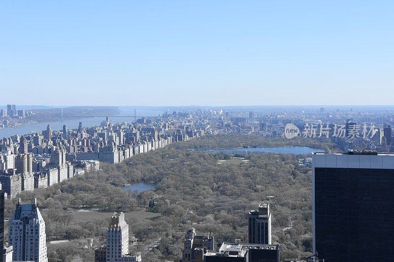 摩天大楼面对着纽约市的中央公园