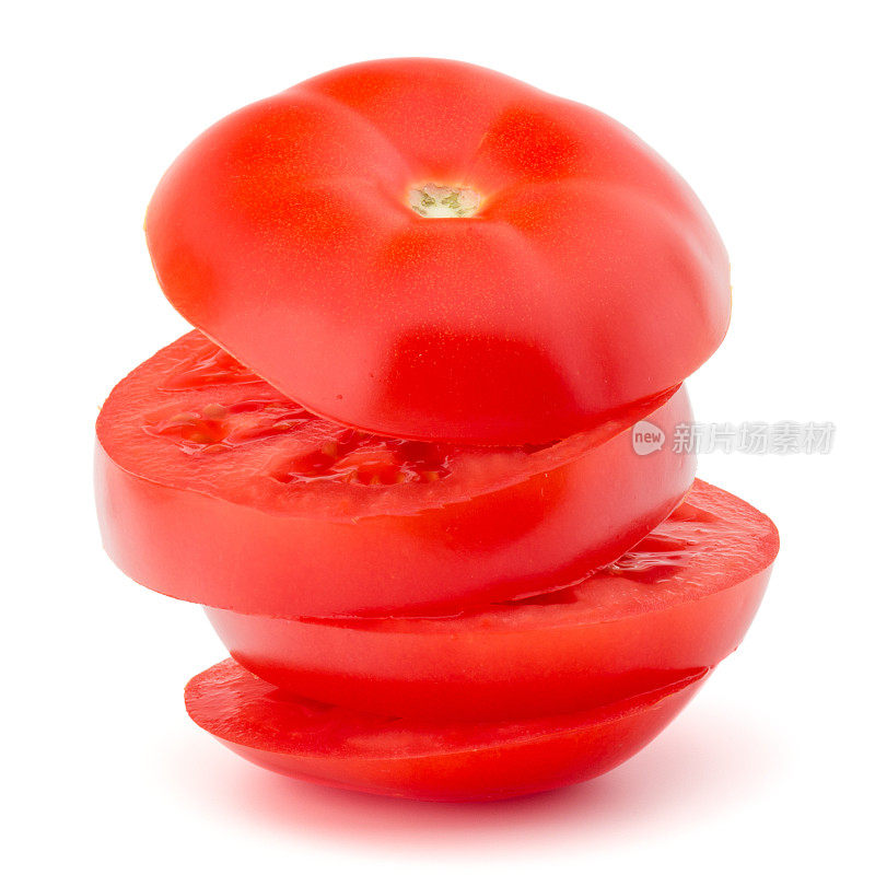 切片的番茄塔孤立在白色的背景裁剪