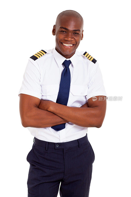 英俊的非洲飞行员