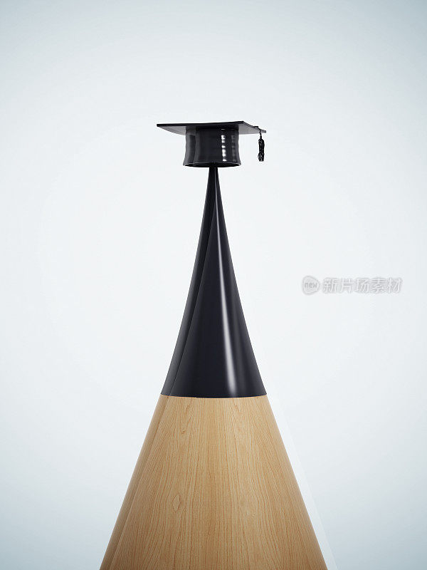 毕业帽模型的末端是铅笔尖